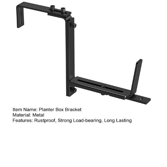 Deck Railing Adjustable Planter Box Bracket Strong Load-bearing Rustproof Corrosion Resistant Universal Window Box Bracket Flower Box Holder
