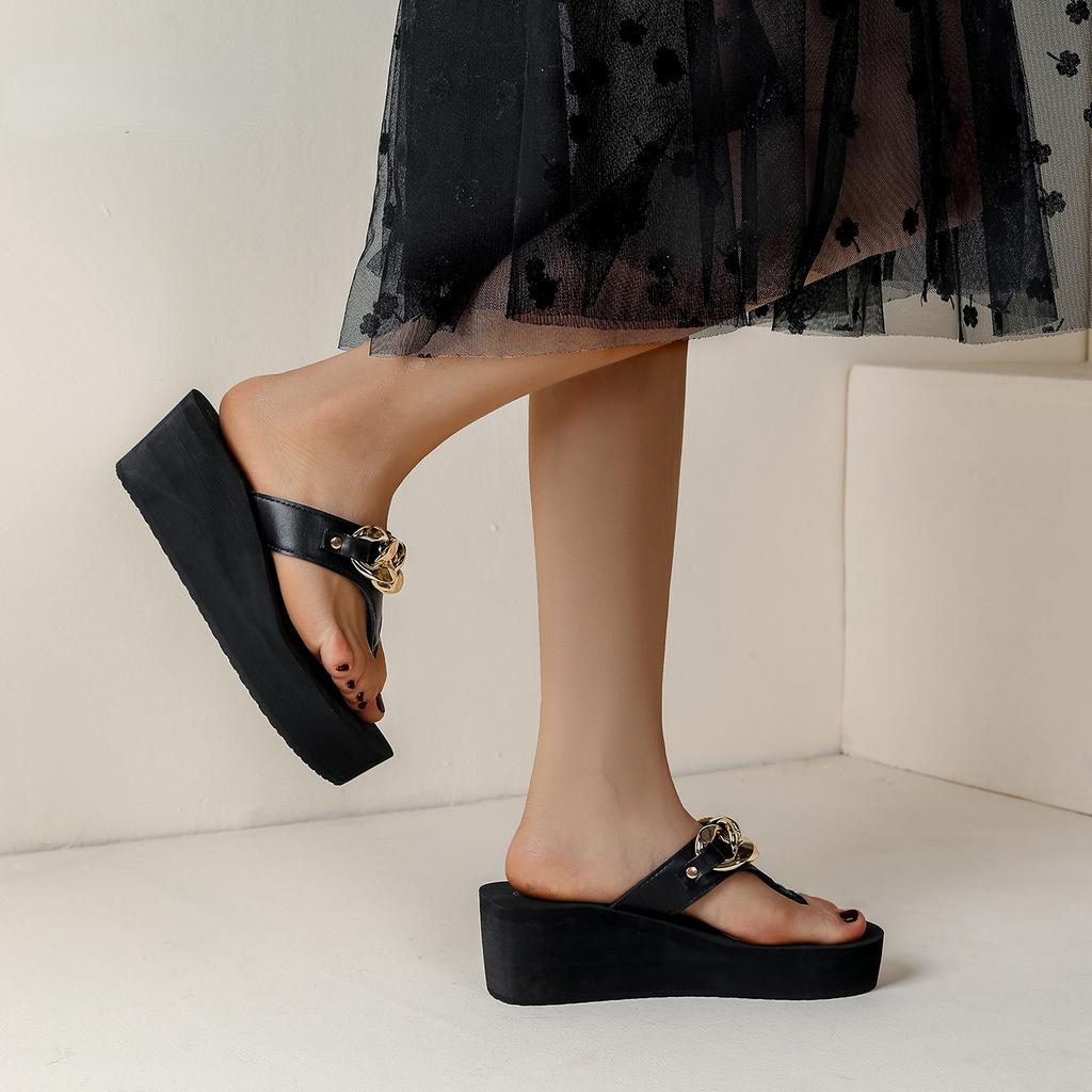 Шлепанцы на высоком каблуке с узором «елочка», модные женские пляжные тапочки на толстой подошве с наклонным каблуком и защипнутыми ногами