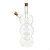 2 In 1 Oil and Vinegar Dispenser Glass Bottle Double Pourer with Cork Stoppers Handblown