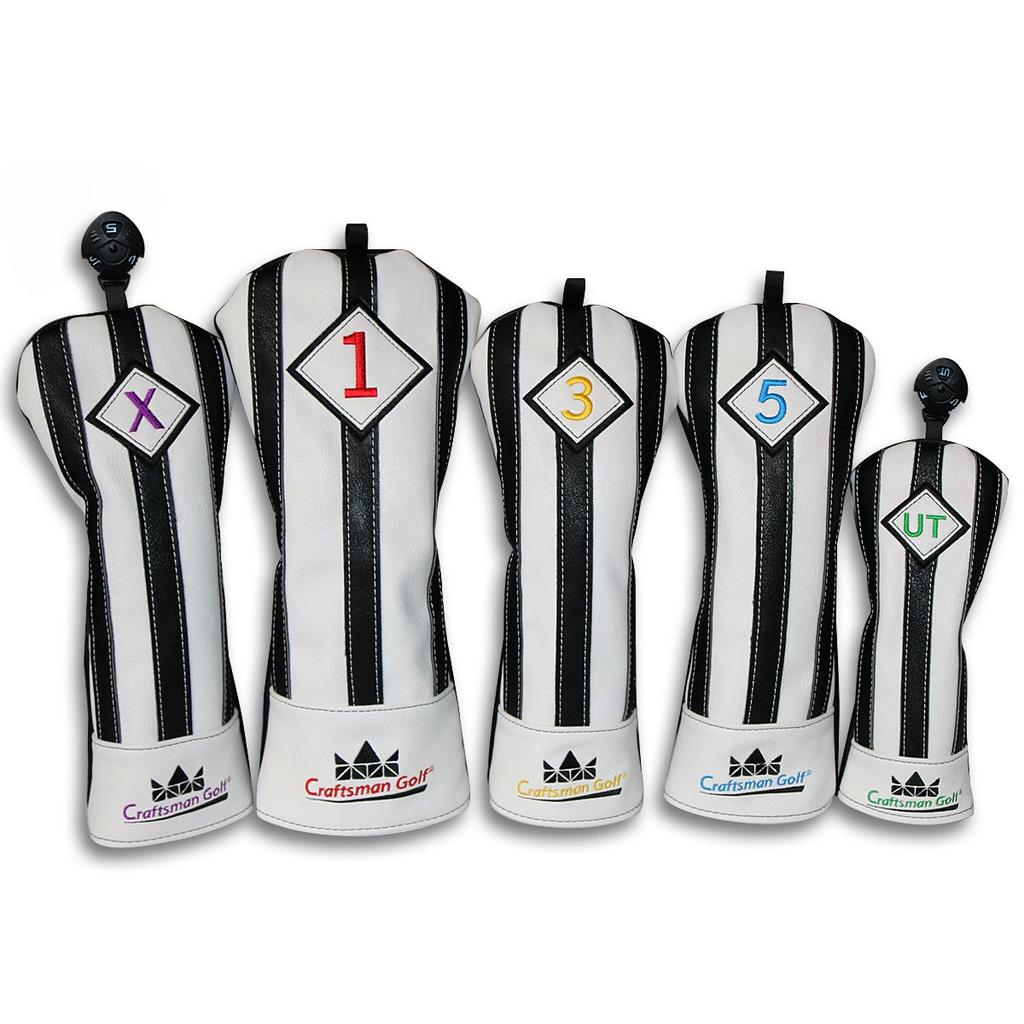 CRAFTSMAN Чехол для головки клюшки для гольфа Fairway Wood, для клюшки Fairway Wood, Продается отдельно, Чехол с вертикальными черно-белыми полосами, Легко надевается и снимается, Синтетический,
