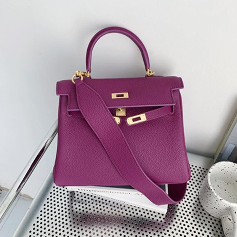 Женская сумка из высококачественной коровьей кожи первого слоя с узором личи, на плечо, кроссбоди