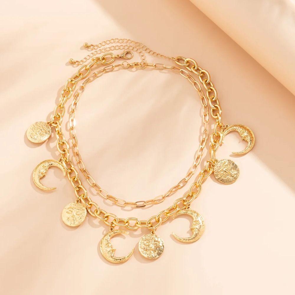 Geometry Metal Collarbone Chain Fashion Cowboy Cowgirl Choker Adjustable Multilayer Necklace Party