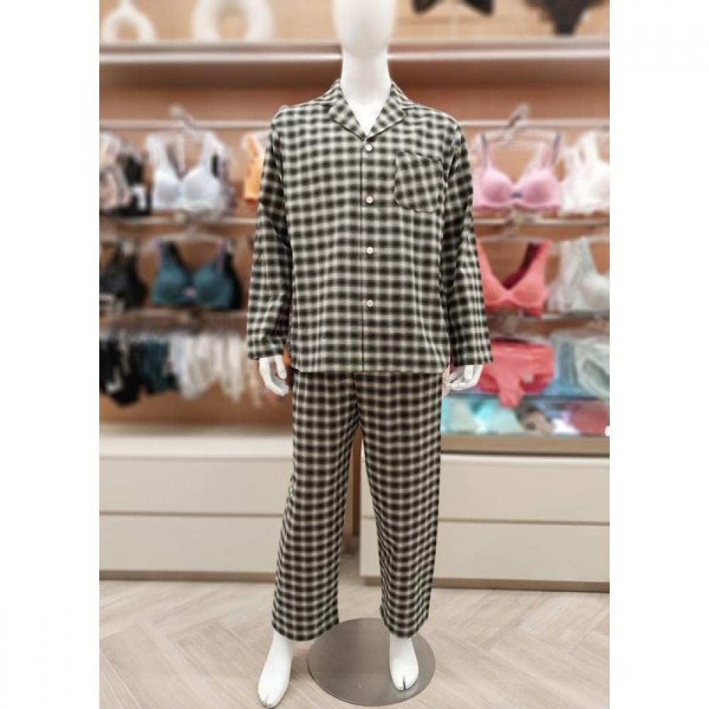 Barbara Men S Khaki Cotton Flannel Check Pajama Amp4589b