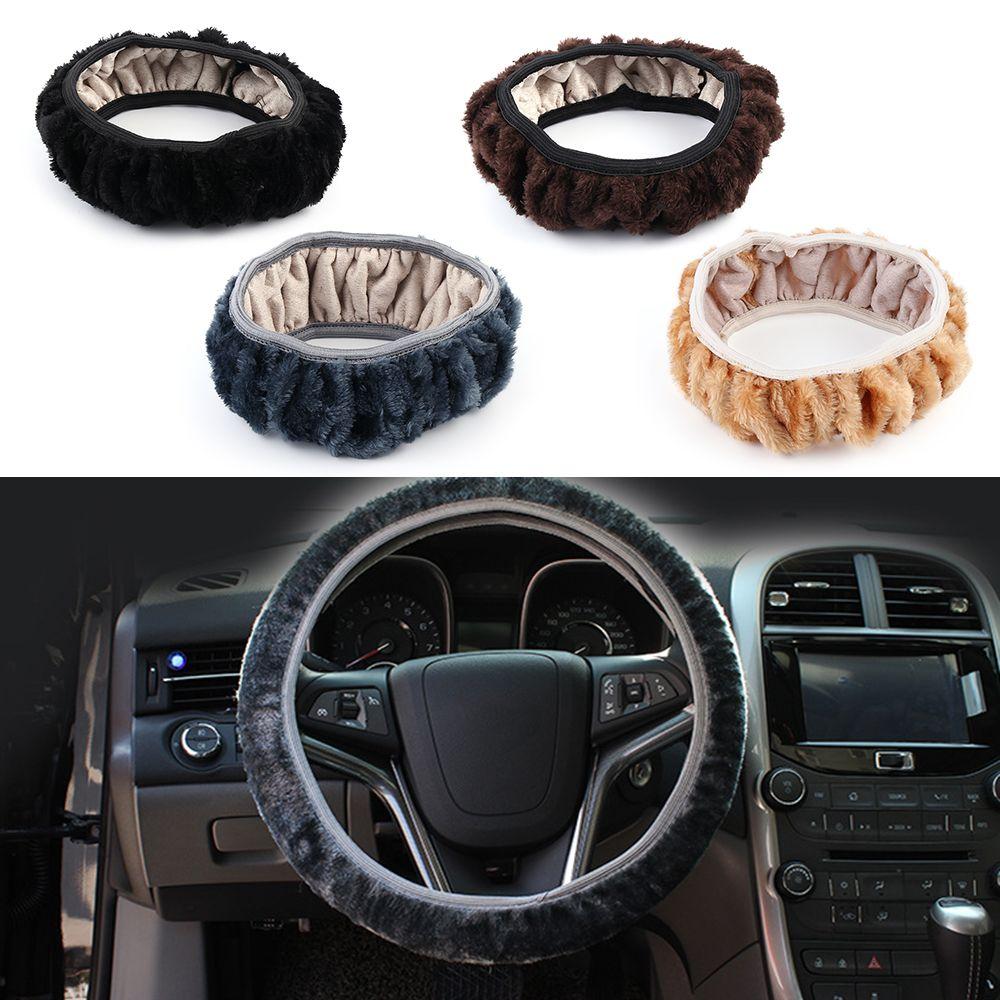 1Pc DIY Car Accessory Warm Furry Super Thick Steering Wheel Cover Protector Soft Plush
