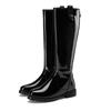 Cow Leather Autumn Winter Shoes Thick Heels Big Size 45 Leather Slip On Women Keep Warm Thigh High Boots