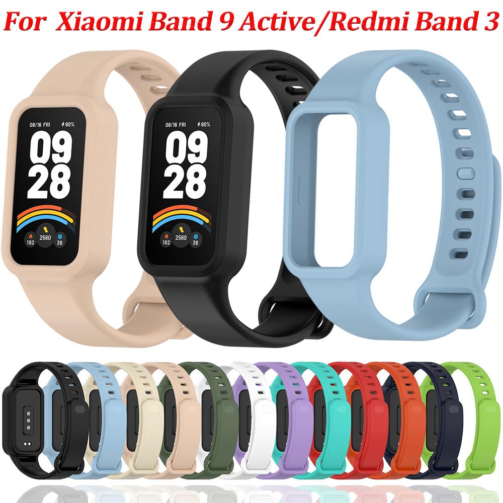 Силиконовый оригинальный ремешок для Xiaomi Band 9 Active Замена Интегрированный браслет для Redmi Band 3 Умные часы Браслет Correa