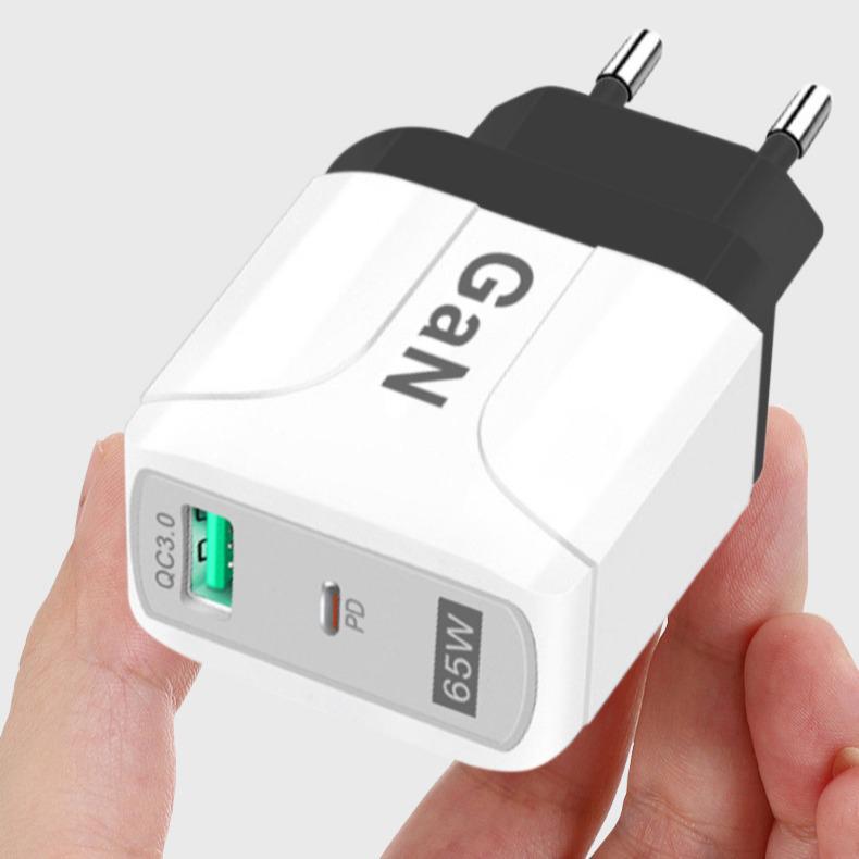 Быстрое зарядное устройство GaN с несколькими портами PD33W QC3.0 65W 9V/12V, Европейский стандарт