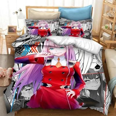 DARLING in the FRANXX Zero Two 02 Комплект постельного белья для мальчиков и девочек, двуспальный, пододеяльник, наволочка, кровать для детей и взрослых