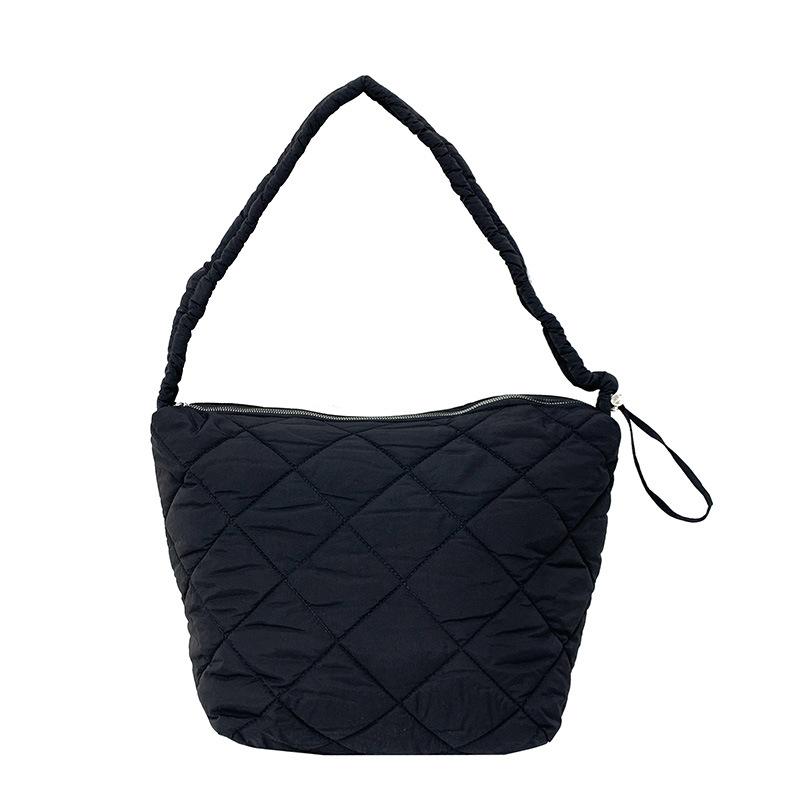 Large Capacity Cotton Clothing Fashion Bag for Women  Pleated Bag  One-shoulder Cloud Bag  Simple Casual Crossbody Bag