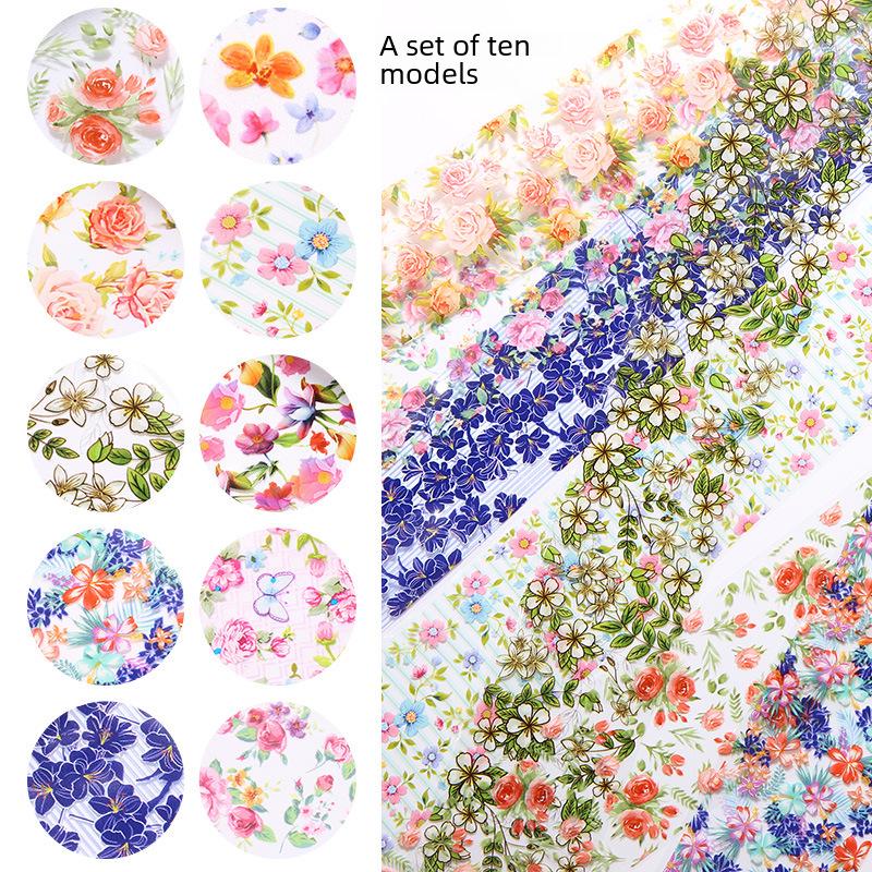 Переводные наклейки с японским цветочным дизайном ногтей — в том же стиле, что и у интернет-знаменитости Prexy