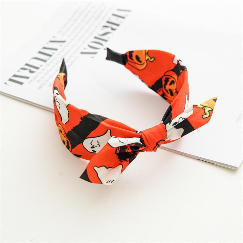 Хэллоуин Ткань Крест Широкая повязка на голову Мода Мультфильм Эластичная петля для волос Резинка для волос Женский принт Аксессуары для волос Головные уборы
