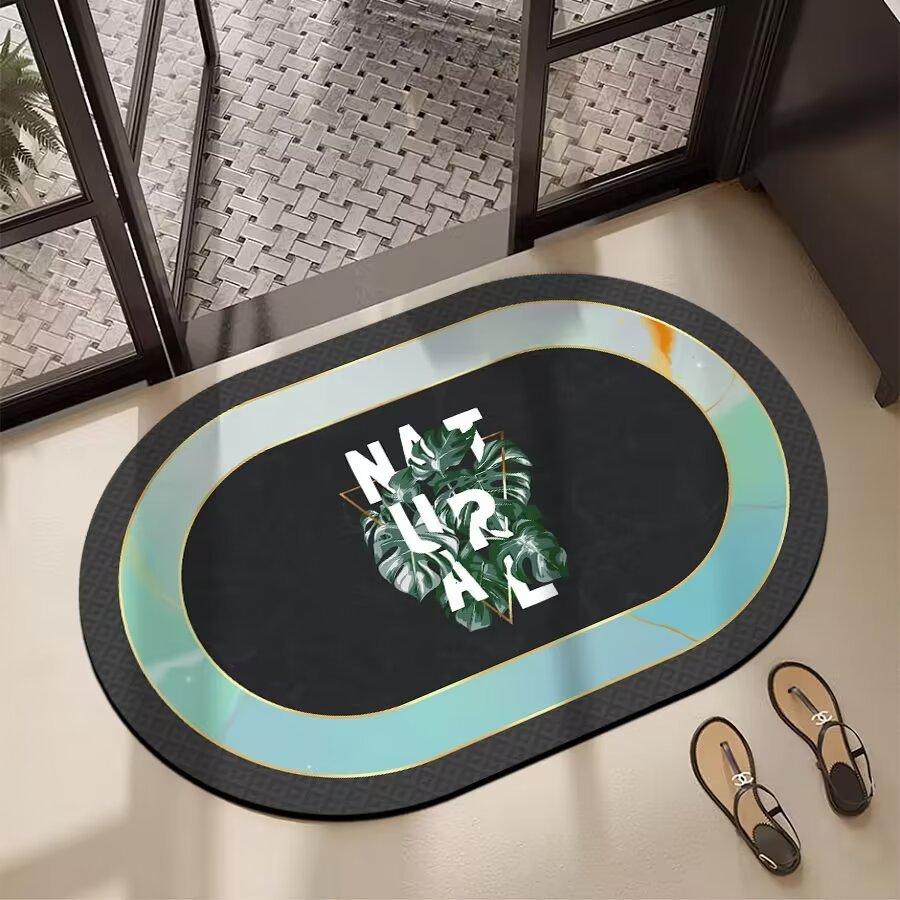 Коврик для ванной комнаты овальный, влагопоглощающий и грязеотталкивающий, коврик для ног в ванной комнате, мягкий противоскользящий коврик для ног с диатомовой грязью