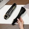 H-25-1 Square Buckle Flats Patent Leather Square Head Shallow Mouth Bridal Temperament Commuting New Single Shoes Women