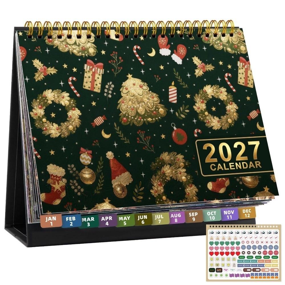 Spiral Bound Standing Flip Calendar Standing Design Table Calendar 2027 Desk Calendar Home Use