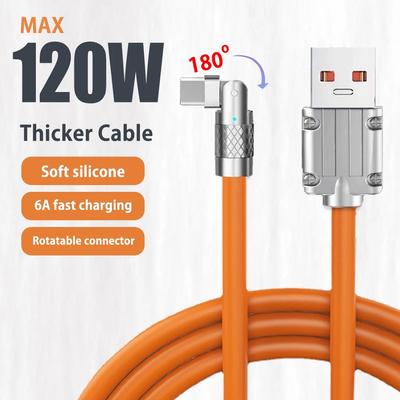 120 Вт, 6 А, сверхбыстрый зарядный кабель, жидкий силикон, кабель USB C типа C, 1,2 м для Xiaomi, Huawei, Samsung, USB-кабель для передачи данных Bold
