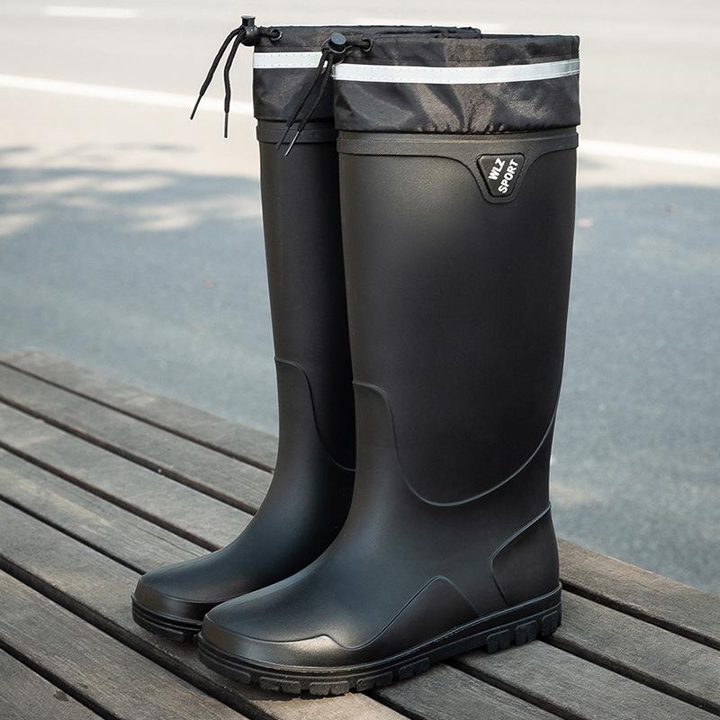 Новые утолщенные дождевые ботинки мужские короткие непромокаемые ботинки с нескользящей подошвой износостойкие средней высоты теплые ботинки резиновые ботинки