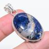 Natural Sodalite Gemstone 925 Sterling Silver Jewelry Pendant 1.89" B4j41