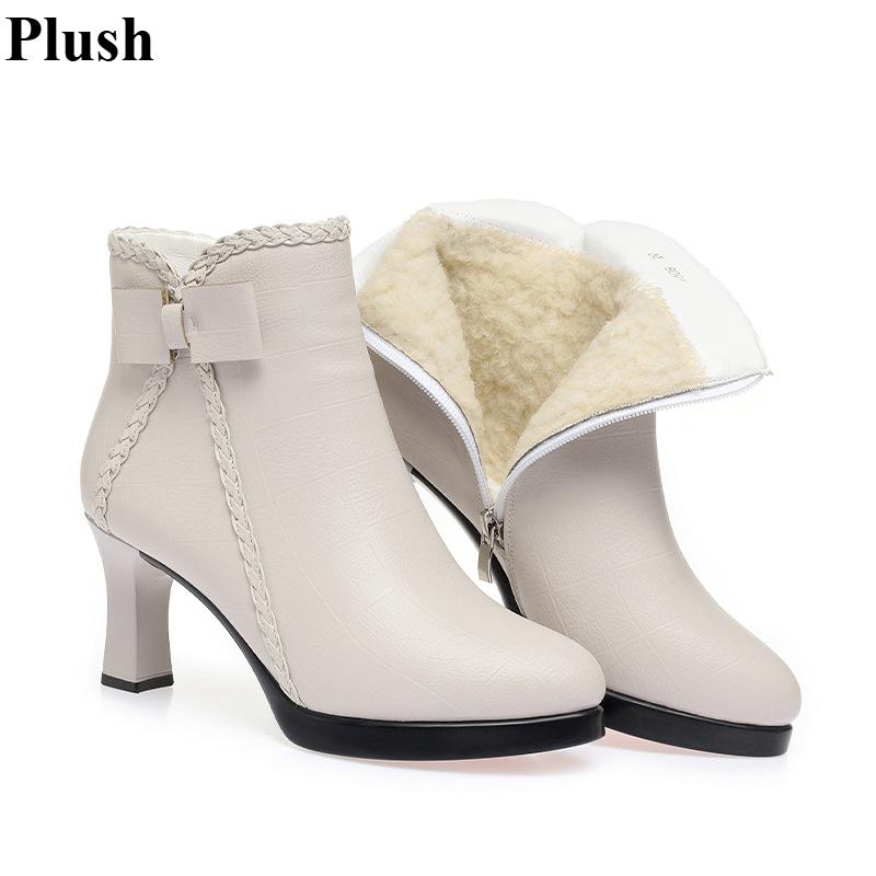 Ботильоны женские Весна и осень Одинарные ботинки Остроносые ботинки на высоком каблуке Осенние и зимние легкие ботинки Плюс бархатная кожаная обувь