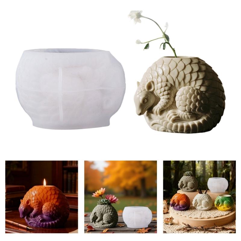 Гибкая силиконовая форма для кашпо Панголин для литья смолы, органайзер для ювелирных изделий и горшки для суккулентов, инструмент для рукоделия