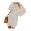 Women's Furry Pullover Sweater Dress Fuzzy Slouchy Oversized Long Tops Loose Crew Neck Fall Short Mini Dress