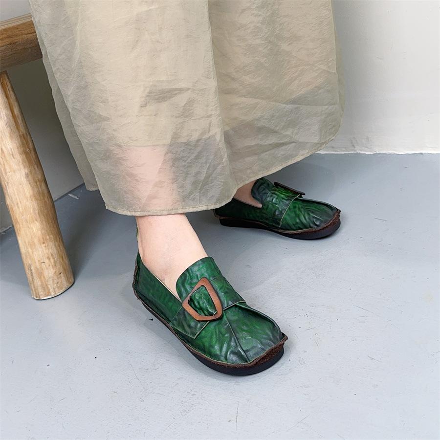 Johnature Универсальные туфли на плоской подошве из натуральной кожи в стиле ретро, однотонные, с мелкой мягкой подошвой, женские туфли без застежек