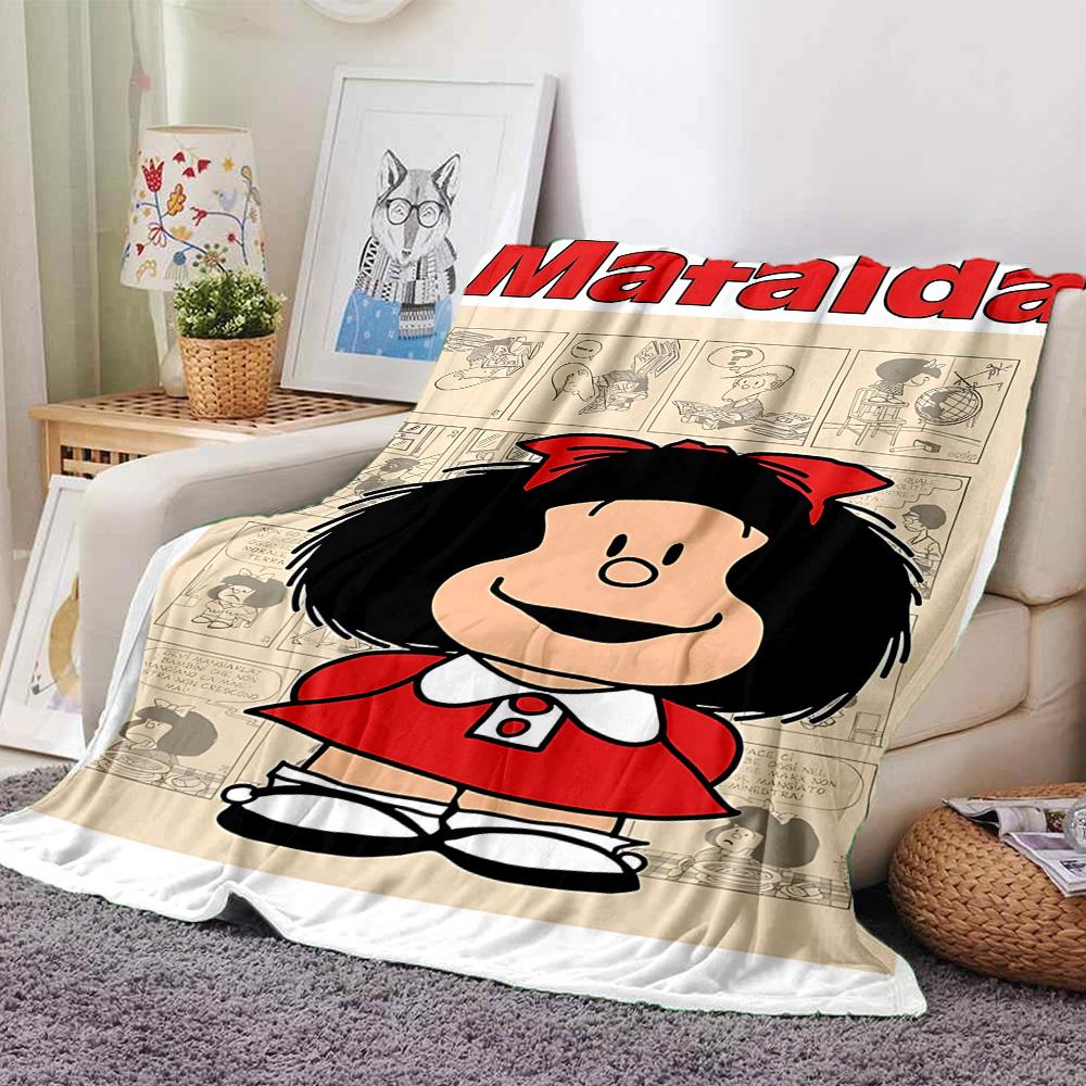 1pc Mafaldas Joyful Adventure flannel Blanket for Super Soft Cute Comfort Blanket for Travel Bedding Couch Sofa Blanket Y73013
