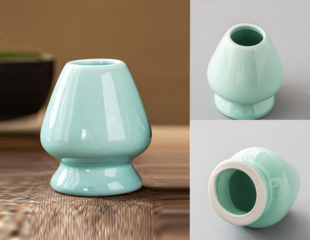 Tea whisk stand, straightening and resting tea whisk, tea ceremony utensils, matcha utensils, tea ceremony set, ceramic (green)