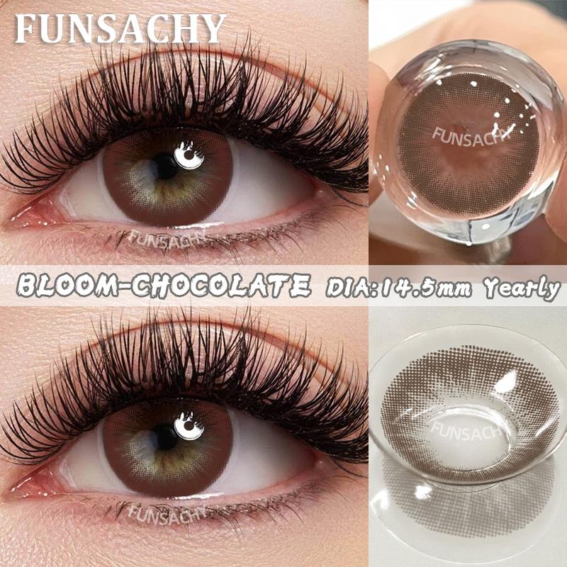 FUNSACHY 1 пара цветных контактных линз синие зеленые серые натуральные линзы для глаз красота зрачка линзы для ношения 1 год женская косметика