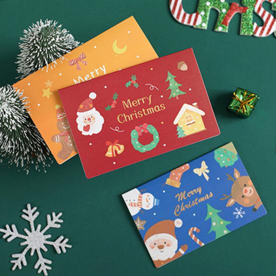 1 Set Greeting Card Cute Cartoon Designs Merry Christmas Card Smooth Writing Greeting Card for Festive Holiday