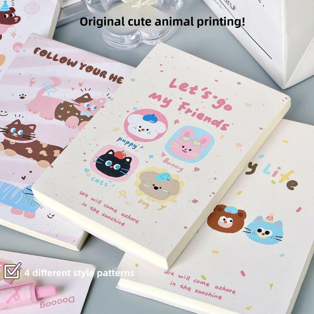 Cute Animal A6 Blank Notebook High Value Thickened Girl Heart Student DIY Flip Hand Ledger Durable