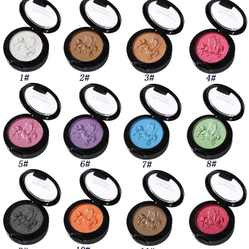 3D Relief Glitter Eyeshadows Powder Metallic Ultra-Fine Highlighters Chrome Shiny Powder Multifunction Women Make Up Blue Purple