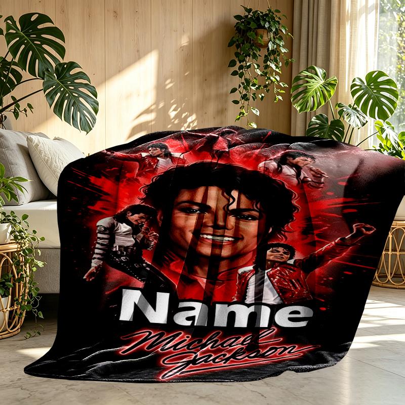 Custom Name Personalized Michael Jackson Print Blanket, Home Decor, Bedroom, Sofa, Camping, Couch, Gifts for Birthday Christmas