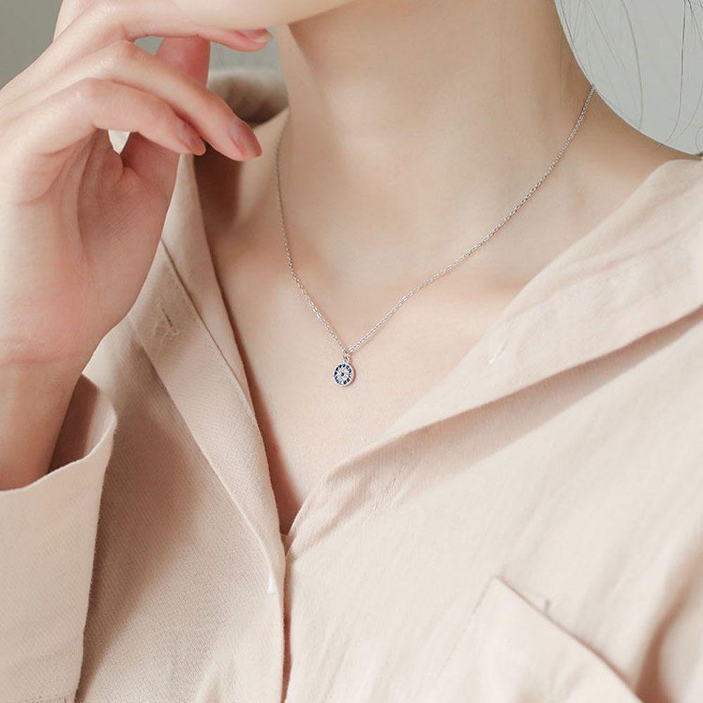 Zinc Zinc Alloy Dainty Thin Pendant Chain Blue Turkish Evil Eye Choker Necklace Jewelry Accessories