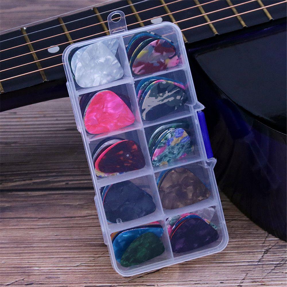 100 Pcs 0.46/0.71/0.96mm Gifts Shrapnel Ukulele Celluloid Electric Guitar Picks with Box Plectrum