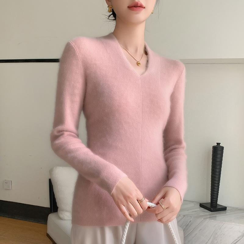 Women's Slim Fit V-Neck Cashmere Sweater - Autumn/Winter 2025 Versatile Lightweight Knit Cardigan