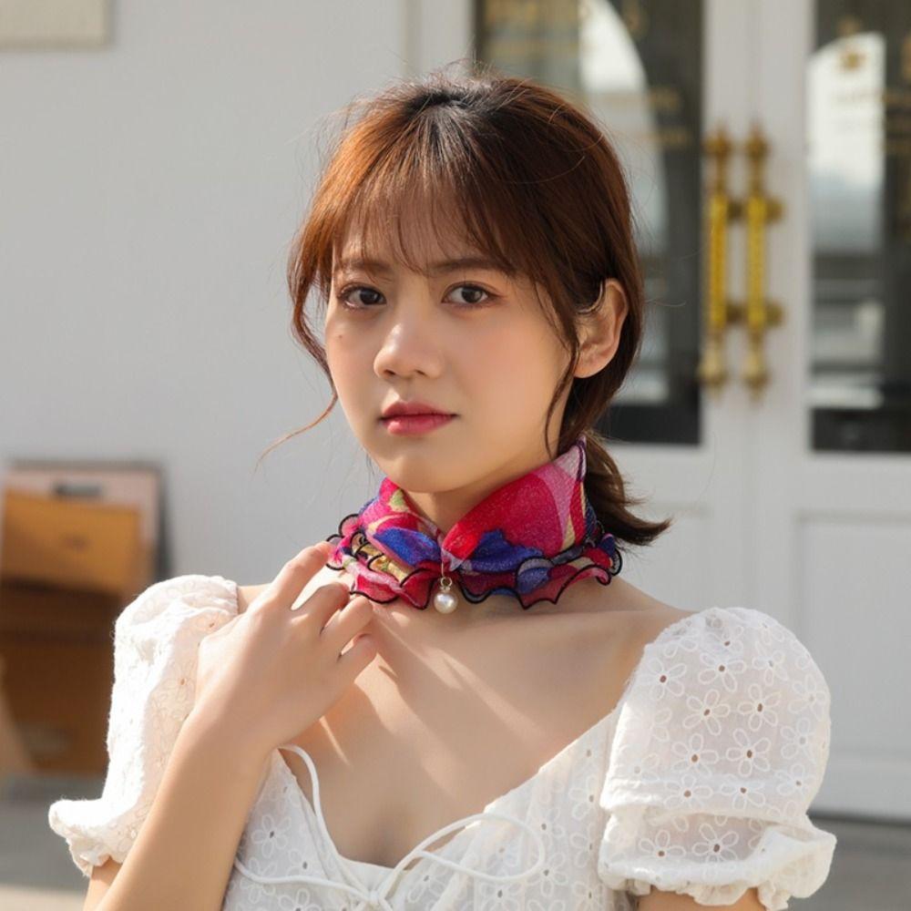 Stripe Sunscreen Scarf Wave point Flower Korean Style Scarves Printed Scarf Summer Bib Female Shawl