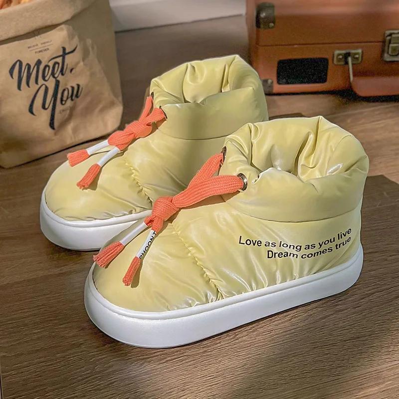 Утолщенные плюшевые зимние ботинки для женщин, пуховые водонепроницаемые нескользящие теплые зимние ботинки для женщин, удобные на мягкой подошве, повседневные хлопковые ботинки для женщин