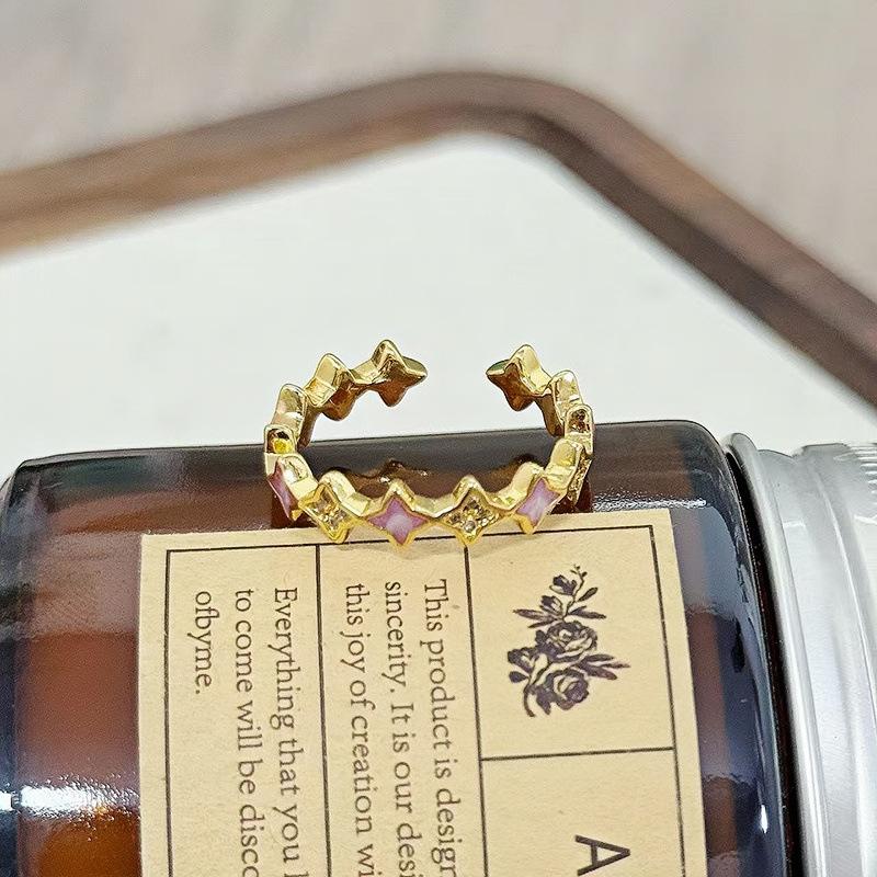 Дворцовый стиль Ретро Милый Крутой Красочный Эмаль Капельная Глазурь Темперамент Кольцо Женское Цветочное Нишевое Кольцо