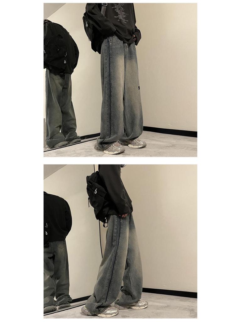 Мужские джинсы широкого кроя в американском ретро-стиле 2024 года - Модный свободный прямой крой для весны и осени