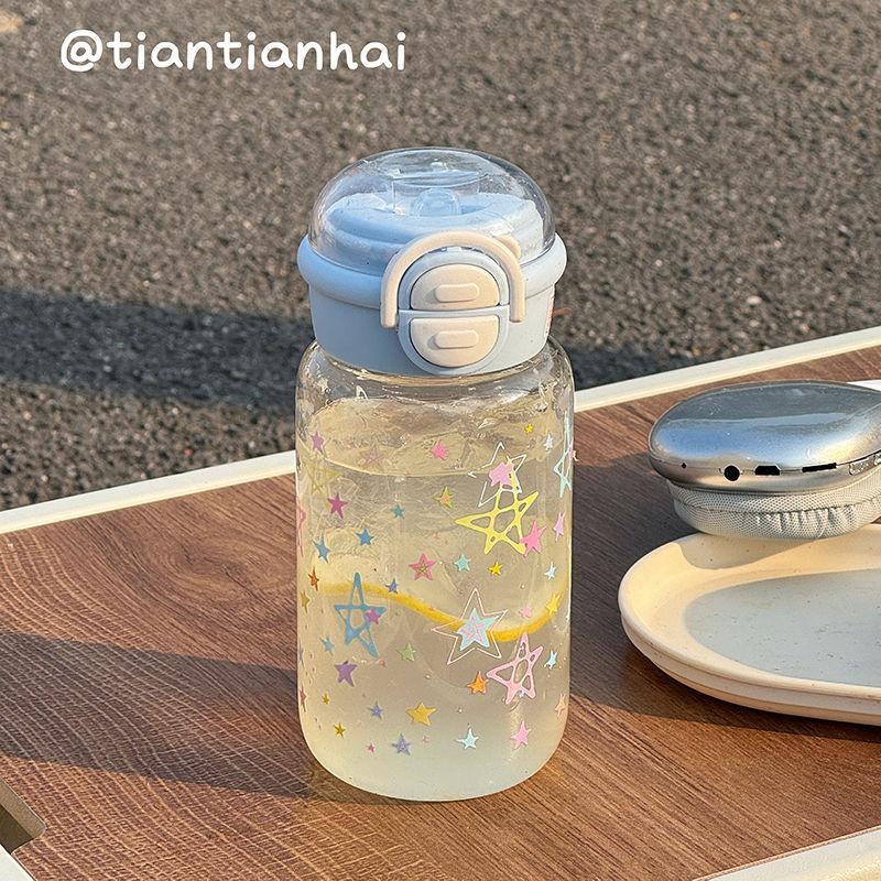 Бутылка для воды1 новая простая чашка для воды для девочек высокая стоимость студенческая портативная большой емкости пластиковая чашка с соломинкой летняя двойная чашка для питья