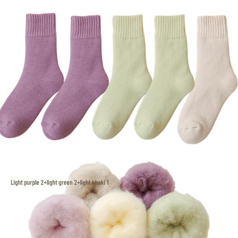 Женские флисовые носки Zhuji средней длины: Плотный, теплый бархат для осени/зимы — идеально подходит для сна и родов