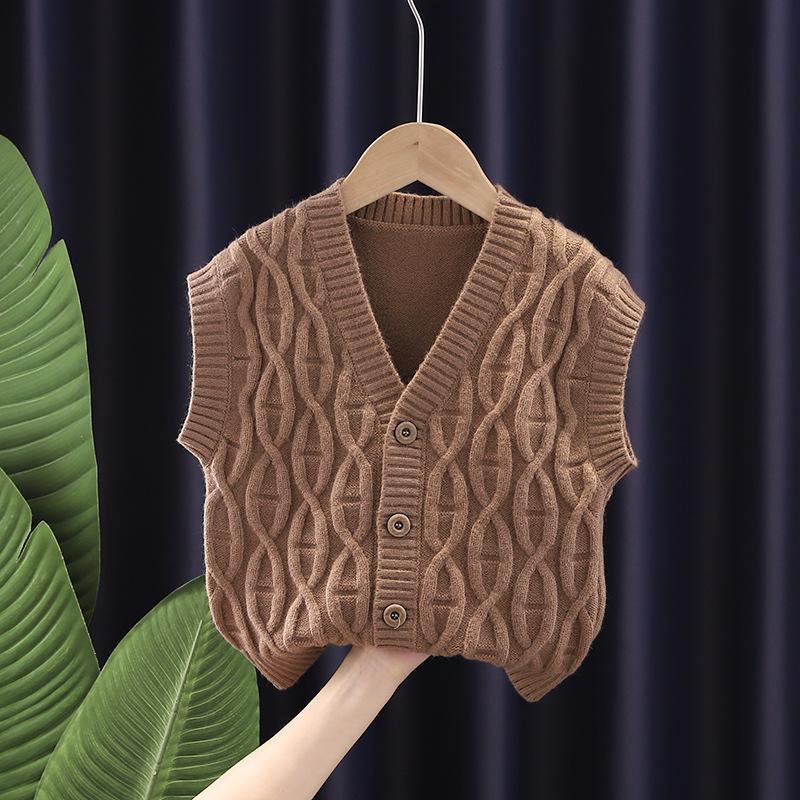 Детский повседневный свитер, осенний жилет-кардиган для мальчиков и девочек