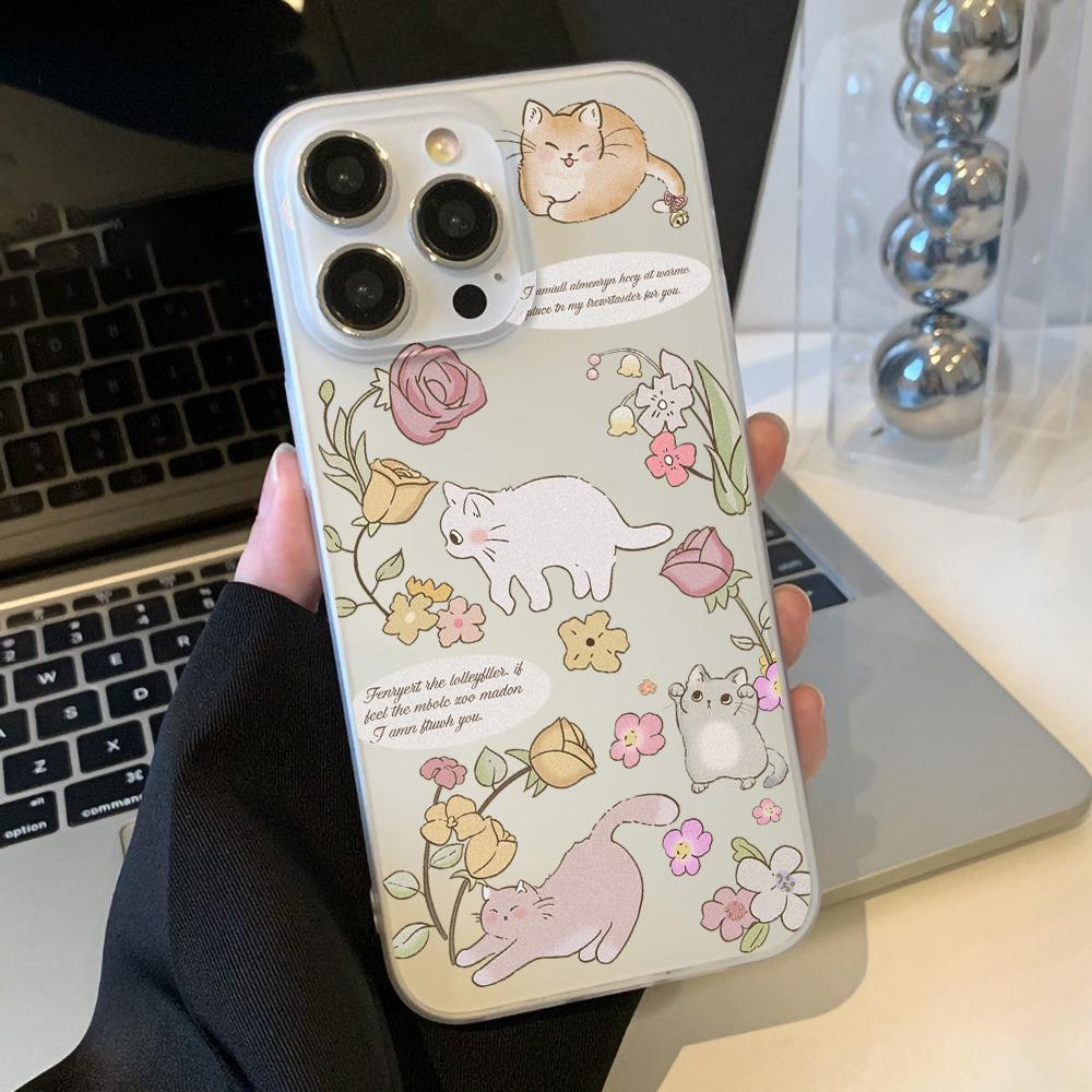 Чехлы для мобильных телефонов iPhone 11 13 15 Pro Max 12 14 Pro Max Чехол для iPhone 16 15 Plus 13 Pro 12 Матовая текстура с рисунком в виде мультяшных цветов