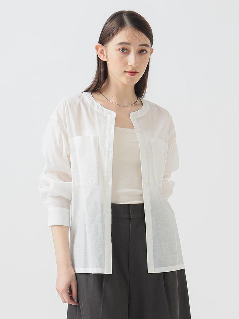 В:MING LIFE STORE by BEAMS Женская прозрачная рубашка молочного цвета (С-М)