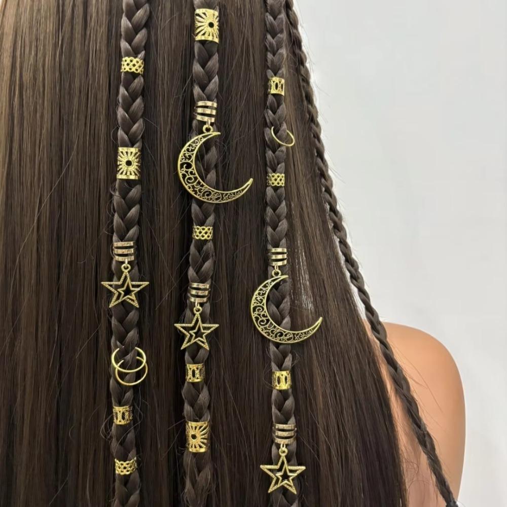 45Pcs/Set Metal Cutout Dreadlock Hair Rings Boho Hair Braid Accessories For Girls Women
