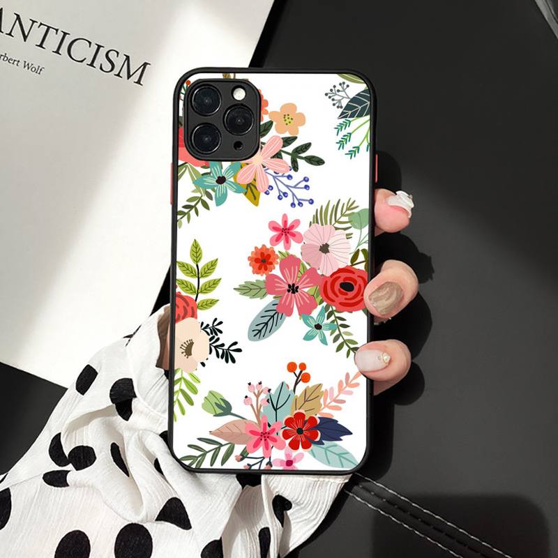 Красивый чехол для телефона с рисунком цветов, матовый прозрачный для iPhone 7 8 11 12 plus mini x xs xr pro max