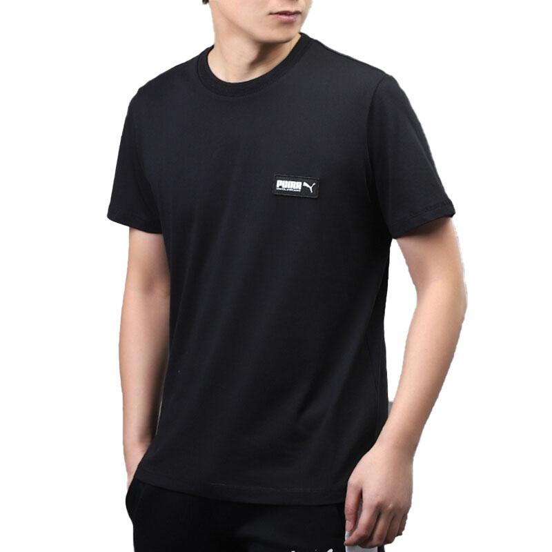 Puma Fusion Simple Front Letter Logo Tag Short Sleeve T-Shirt Men Tops Black 582687-01