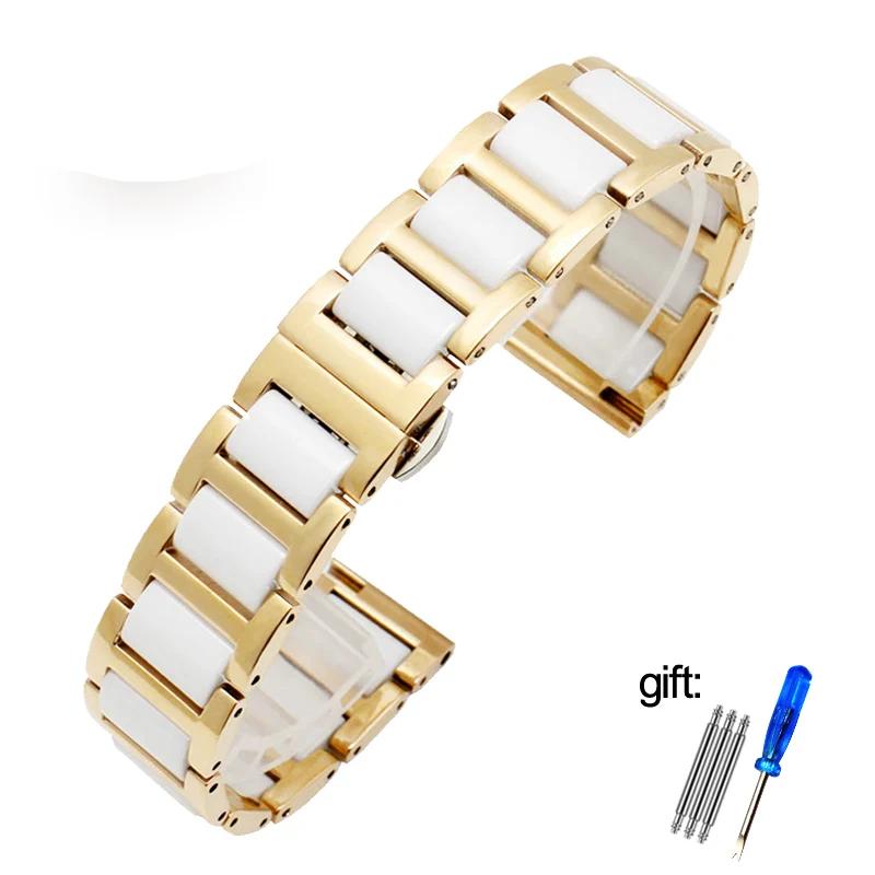 Для Rossini DW Armani Huawei B5 B6 ремешок для женских часов из высококачественной стали и керамики 14 мм 16 мм 17 мм 18 мм 19 мм 20 мм 21 мм 22 м