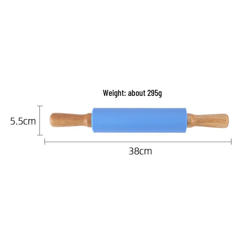 Силиконовая скалка с ручкой из массива дерева - Антипригарный кухонный инструмент для пельменей и выпечки