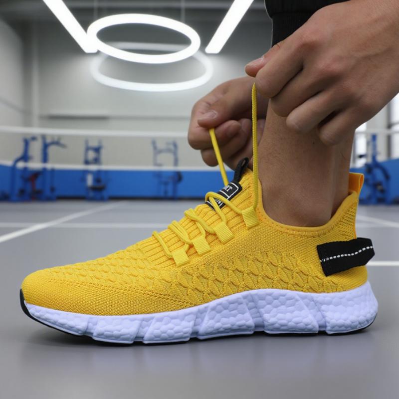 New Men'S Running Shoes Soft Soles Lightweight Innovative Design Sneakers Monochrome Mesh Breathable Fitness Leisure Men'S Shoes